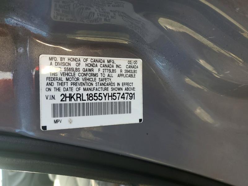 47389316 :رقم المزاد ، 2HKRL1855YH574791 vin ، 2000 Honda Odyssey مزاد بيع