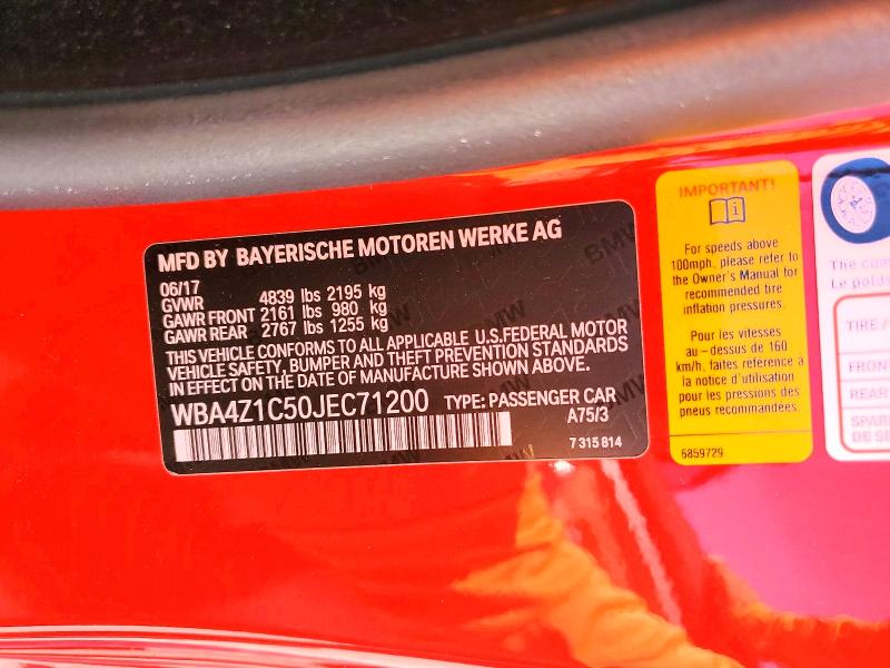 50241126 :رقم المزاد ، WBA4Z1C50JEC71200 vin ، 2018 Bmw 430i مزاد بيع