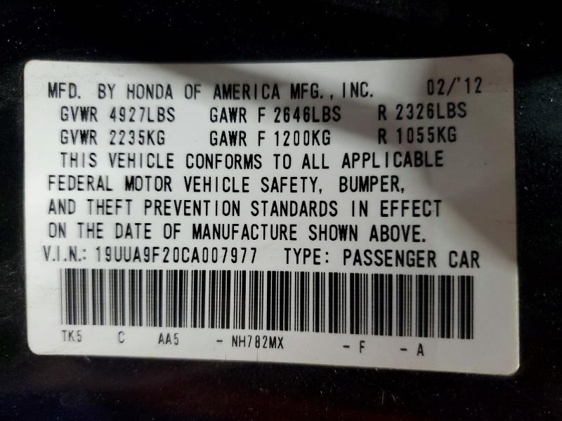 Aukcja sprzedaży 2012 Acura Tl, vin: 19UUA9F20CA007977, numer aukcji: 50567806