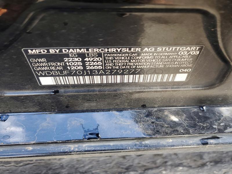 Продажа на аукционе авто 2003 Mercedes-benz E, vin: WDBUF70J13A279277, номер лота: 49623356