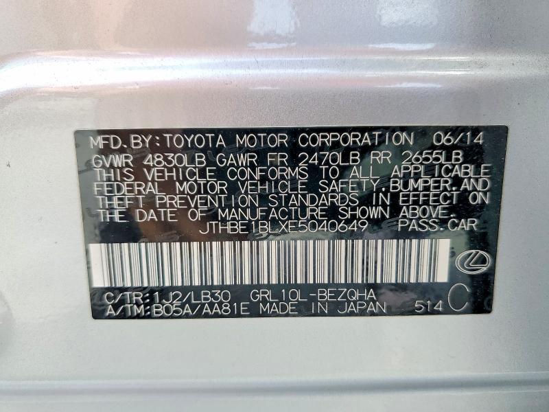 Продаж на аукціоні авто 2014 Lexus Gs, vin: JTHBE1BLXE5040649, номер лоту: 51372936