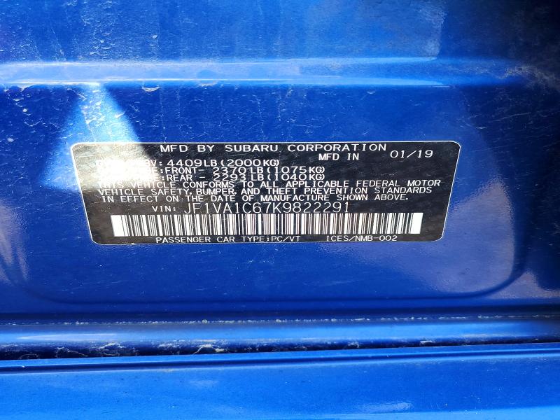Auction sale of the 2019 Subaru Wrx, vin: JF1VA1C67K9822291, lot number: 51492876