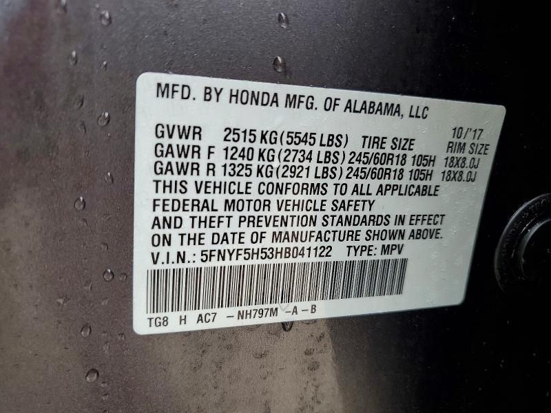 Aukcja sprzedaży 2017 Honda Pilot, vin: 5FNYF5H53HB041122, numer aukcji: 49460706