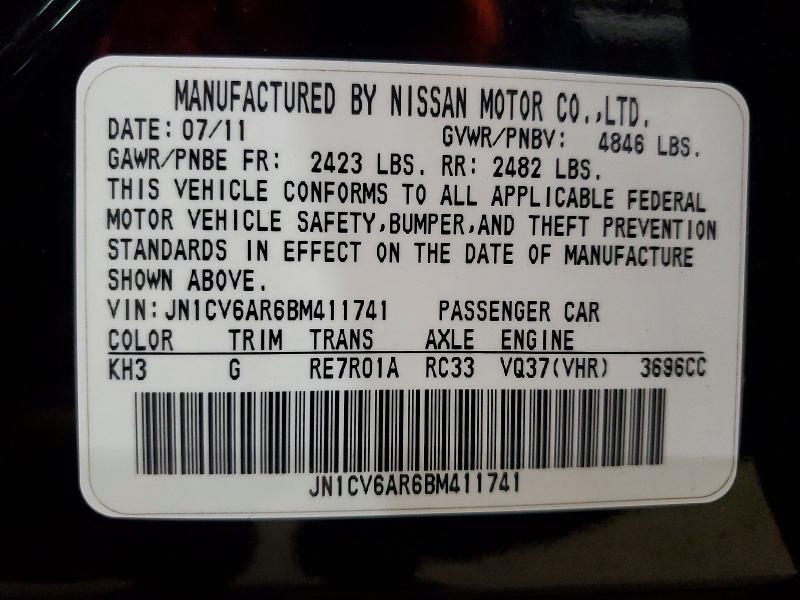51140046 :رقم المزاد ، JN1CV6AR6BM411741 vin ، 2011 Infiniti G37 Sedan مزاد بيع