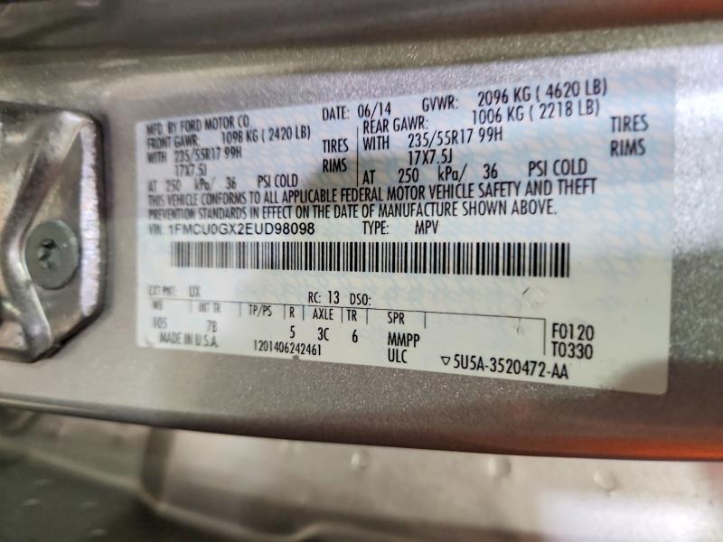 Aukcja sprzedaży 2014 Ford Escape, vin: 1FMCU0GX2EUD98098, numer aukcji: 50788236