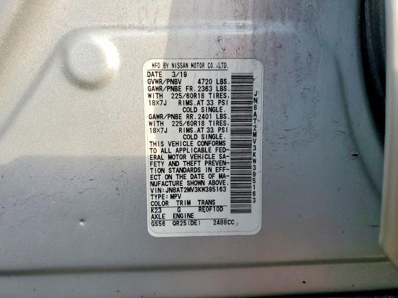 Продаж на аукціоні авто 2019 Nissan Rogue, vin: JN8AT2MV3KW395163, номер лоту: 47857136