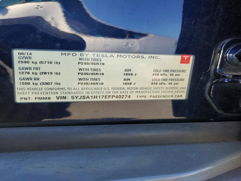 48998426 :رقم المزاد ، 5YJSA1H17EFP40274 vin ، 2014 Tesla Model S مزاد بيع