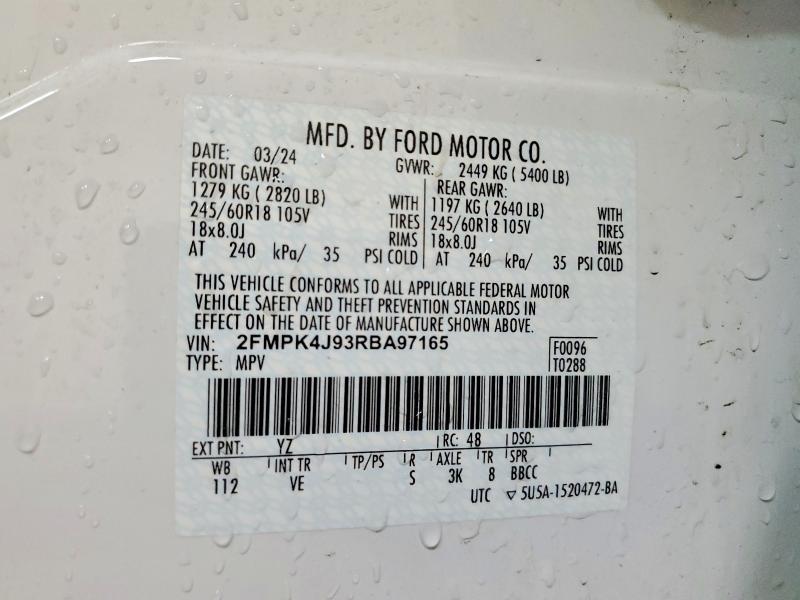 Aukcja sprzedaży 2024 Ford Edge, vin: 2FMPK4J93RBA97165, numer aukcji: 50088166