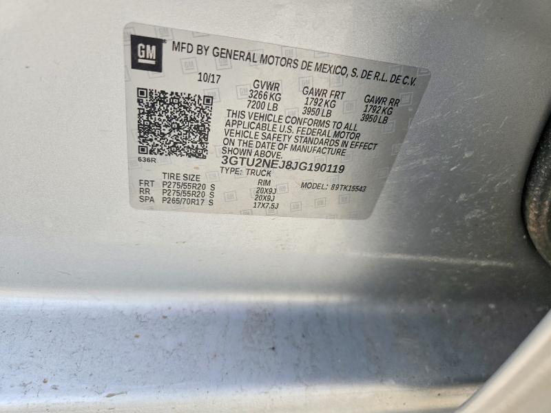 2018 Gmc Sierra მანქანა იყიდება აუქციონზე, vin: 3GTU2NEJ8JG190119, აუქციონის ნომერი: 49278186