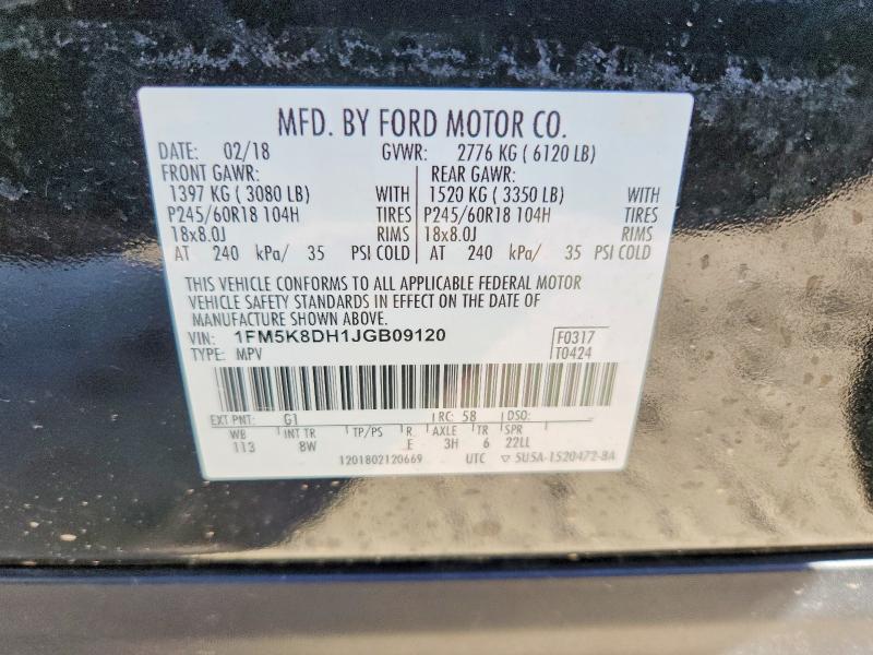 Aukcja sprzedaży 2018 Ford Explorer, vin: 1FM5K8DH1JGB09120, numer aukcji: 50333966