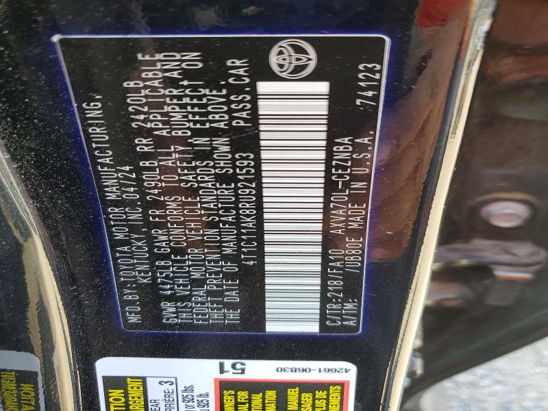 Продажа на аукционе авто 2024 Toyota Camry, vin: 4T1C11AK8RU921593, номер лота: 51840166