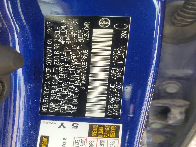 Aukcja sprzedaży 2018 Toyota Prius, vin: JTDKARFU7J3548808, numer aukcji: 49965346