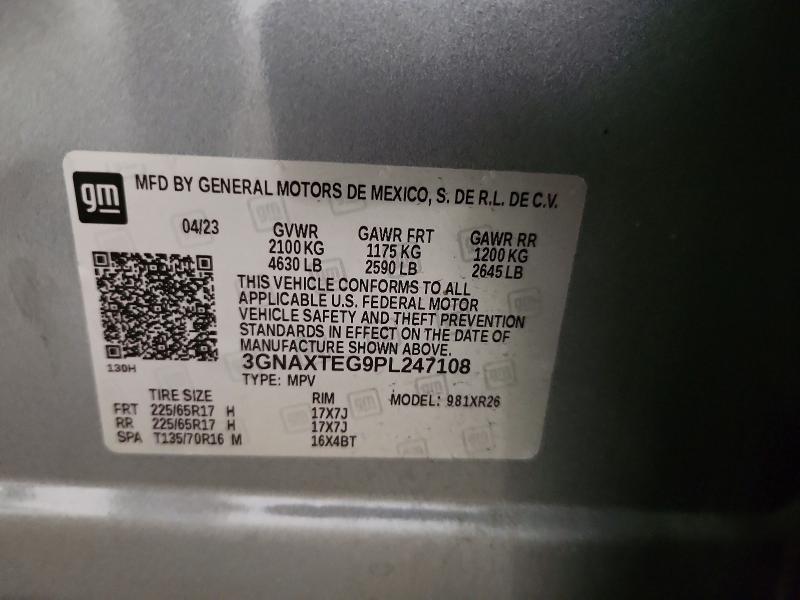 51273386 :رقم المزاد ، 3GNAXTEG9PL247108 vin ، 2023 Chevrolet Equinox مزاد بيع