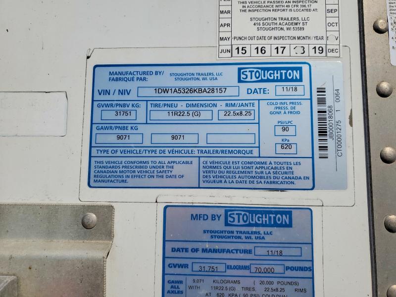 50293256 :رقم المزاد ، 1DW1A5326KBA28157 vin ، 2020 Stou 53 Trailer مزاد بيع