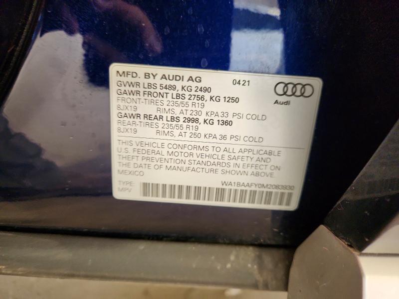 Продаж на аукціоні авто 2021 Audi Q5, vin: WA1BAAFY0M2083930, номер лоту: 49610136