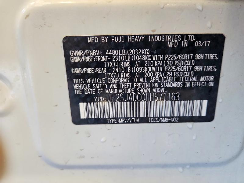 Продаж на аукціоні авто 2017 Subaru Forester, vin: JF2SJADC0HH571163, номер лоту: 51560006
