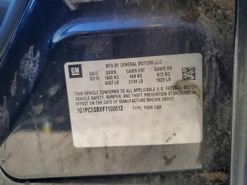 2015 Chevrolet Cruze მანქანა იყიდება აუქციონზე, vin: 1G1PC5SBXF7190612, აუქციონის ნომერი: 51133396