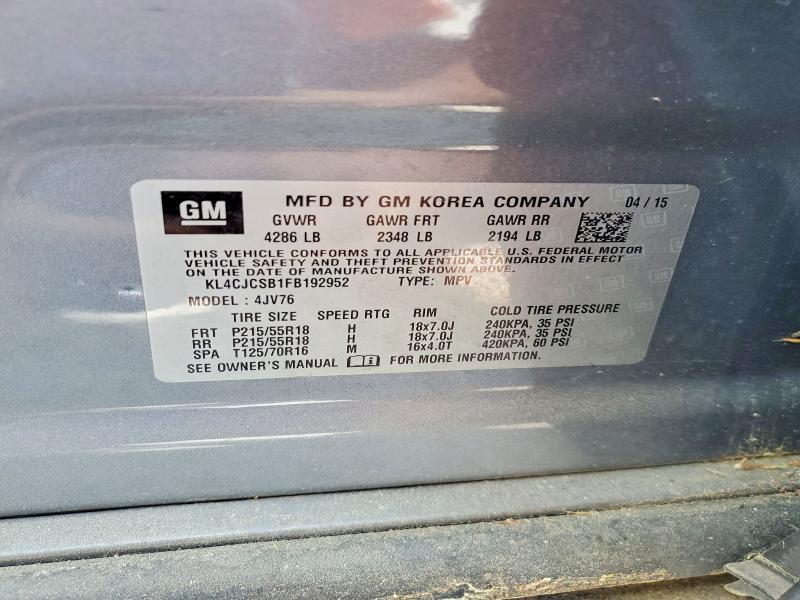 Aukcja sprzedaży 2015 Buick Encore, vin: KL4CJCSB1FB192952, numer aukcji: 49087176