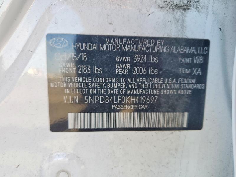 Продаж на аукціоні авто 2019 Hyundai Elantra, vin: 5NPD84LF0KH419697, номер лоту: 49482466