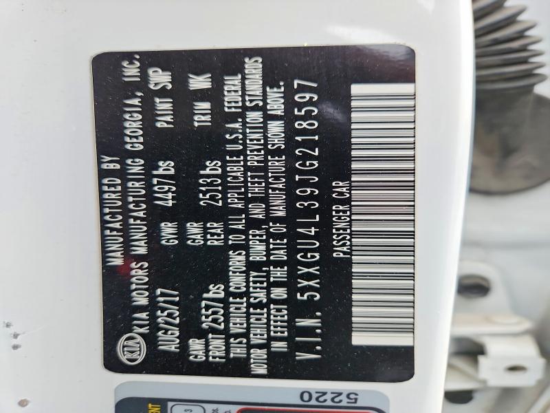 2018 Kia Optima მანქანა იყიდება აუქციონზე, vin: 5XXGU4L39JG218597, აუქციონის ნომერი: 49867416