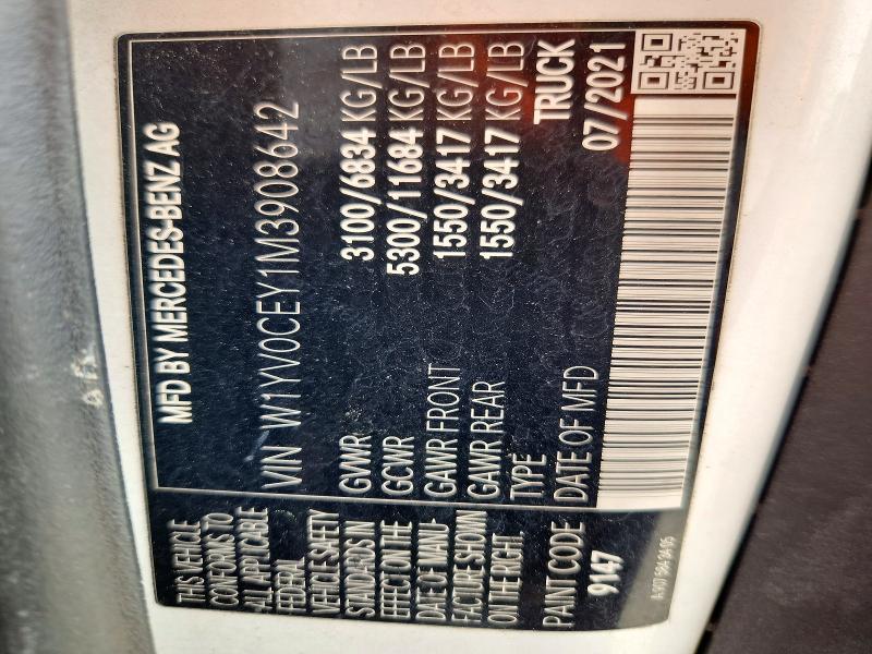 51679416 :رقم المزاد ، W1YV0CEY1M3908642 vin ، 2021 Mercedes-benz Metris مزاد بيع