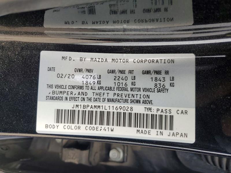 2020 Mazda 3 მანქანა იყიდება აუქციონზე, vin: JM1BPAMM1L1169028, აუქციონის ნომერი: 51124436