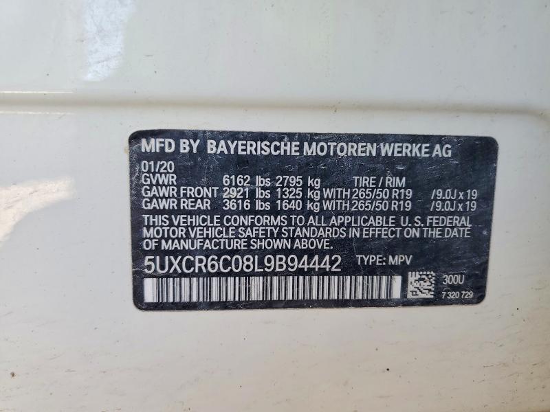 51245536 :رقم المزاد ، 5UXCR6C08L9B94442 vin ، 2020 Bmw X5 مزاد بيع