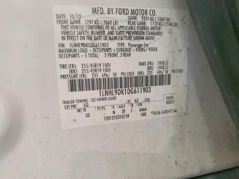 Продажа на аукционе авто 2013 Lincoln Mks, vin: 1LNHL9DK1DG611903, номер лота: 51343996
