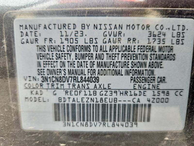Aukcja sprzedaży 2024 Nissan Versa, vin: 3N1CN8DV7RL844039, numer aukcji: 49925546