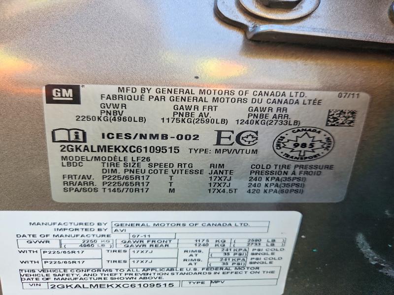 Aukcja sprzedaży 2012 Gmc Terrain, vin: 2GKALMEKXC6109515, numer aukcji: 50680526