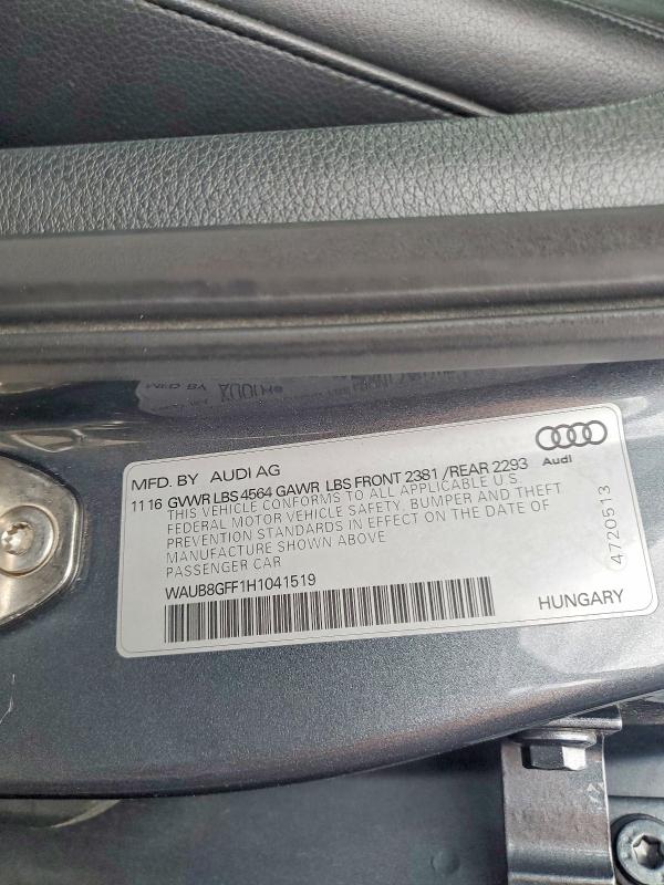 Продажа на аукционе авто 2017 Audi A3, vin: WAUB8GFF1H1041519, номер лота: 50088916