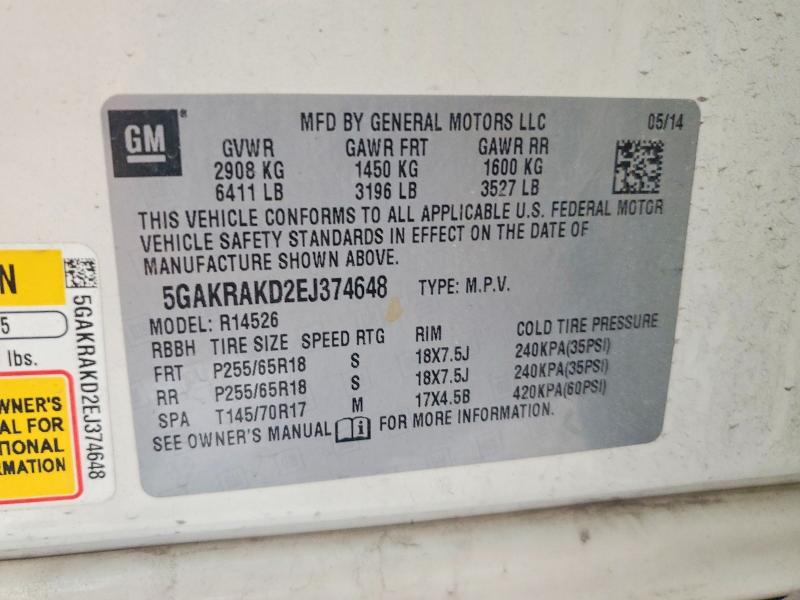 Продаж на аукціоні авто 2014 Buick Enclave, vin: 5GAKRAKD2EJ374648, номер лоту: 48978296