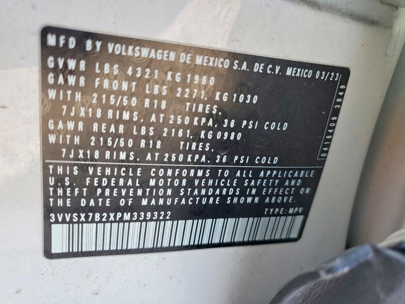 Продажа на аукционе авто 2023 Volkswagen Taos, vin: 3VVSX7B2XPM339322, номер лота: 48852976