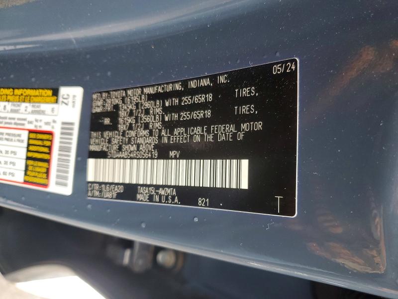 Aukcja sprzedaży 2024 Toyota Grand Highlander, vin: 5TDAAAB54RS056419, numer aukcji: 49116266