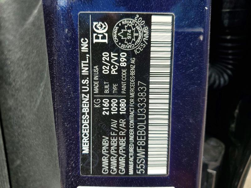 Продаж на аукціоні авто 2020 Mercedes-benz C, vin: 55SWF8EB0LU333837, номер лоту: 48574446