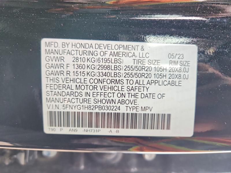 48758216 :رقم المزاد ، 5FNYG1H82PB030224 vin ، 2023 Honda Pilot مزاد بيع