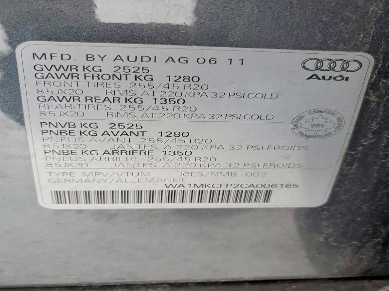 Aukcja sprzedaży 2012 Audi Q5, vin: WA1MKCFP2CA006165, numer aukcji: 47956126