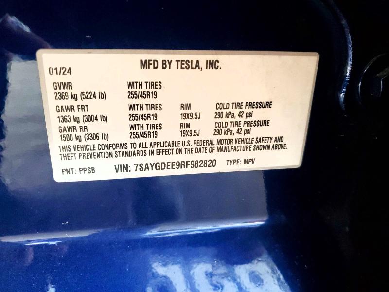 Aukcja sprzedaży 2024 Tesla Model Y, vin: 7SAYGDEE9RF982820, numer aukcji: 49447516