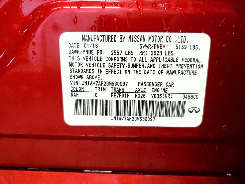 Aukcja sprzedaży 2016 Infiniti Q50, vin: JN1AV7AR2GM530097, numer aukcji: 50298546