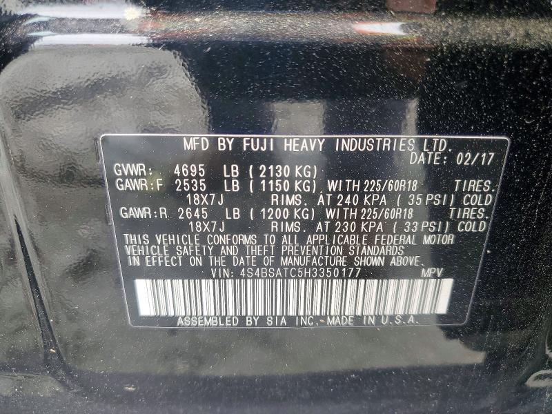 Aukcja sprzedaży 2017 Subaru Outback, vin: 4S4BSATC5H3350177, numer aukcji: 48360416
