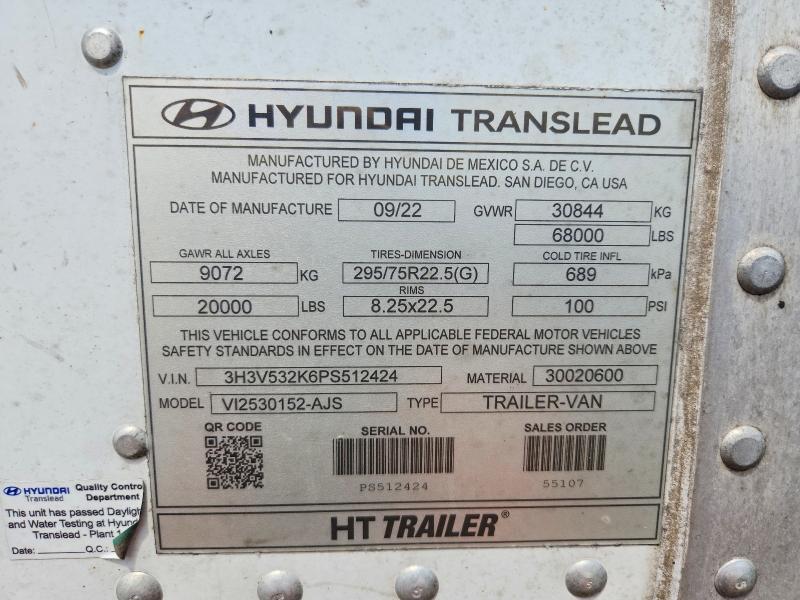 Aukcja sprzedaży 2023 Hyun Trailer, vin: 3H3V532K6PS512424, numer aukcji: 49751456