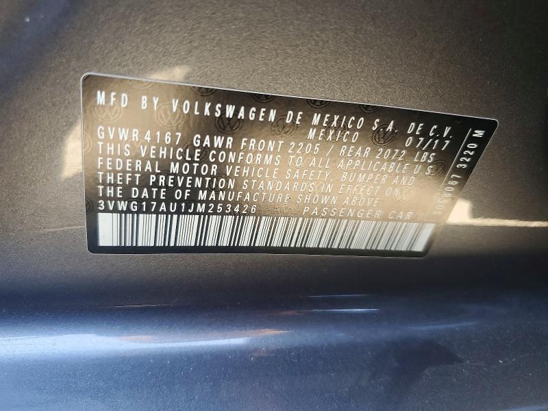 49023446 :رقم المزاد ، 3VWG17AU1JM253426 vin ، 2018 Volkswagen Golf مزاد بيع