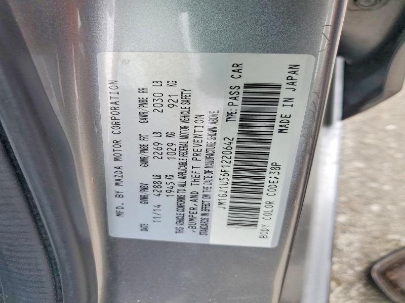 2015 Mazda 6 მანქანა იყიდება აუქციონზე, vin: JM1GJ1U56F1220642, აუქციონის ნომერი: 50184516