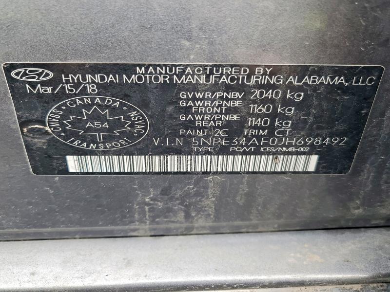 Aukcja sprzedaży 2018 Hyundai Sonata, vin: 5NPE34AF0JH698492, numer aukcji: 50077136