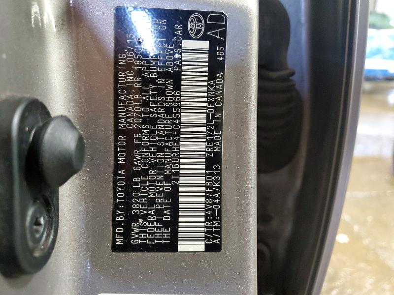 Продажа на аукционе авто 2015 Toyota Corolla, vin: 2T1BURHE4FC455966, номер лота: 49957506