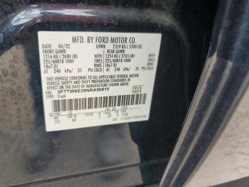 48671246 :رقم المزاد ، 3FTTW8E39NRA56815 vin ، 2022 Ford Maverick مزاد بيع