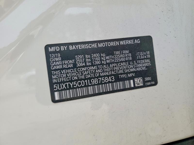 48970106 :رقم المزاد ، 5UXTY5C01L9B75843 vin ، 2020 Bmw X3 مزاد بيع