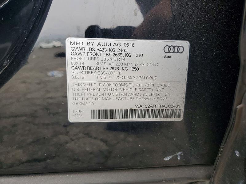 48290966 :رقم المزاد ، WA1C2AFP1HA002485 vin ، 2017 Audi Q5 مزاد بيع