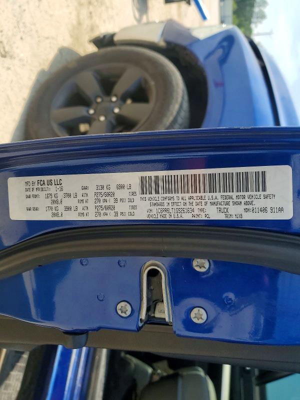 50921786 :رقم المزاد ، 1C6RR6LT1GS261634 vin ، 2016 Ram 1500 مزاد بيع