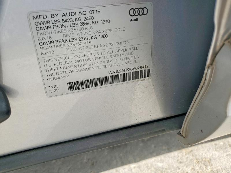 Aukcja sprzedaży 2016 Audi Q5, vin: WA1L2AFPXGA028419, numer aukcji: 49570946